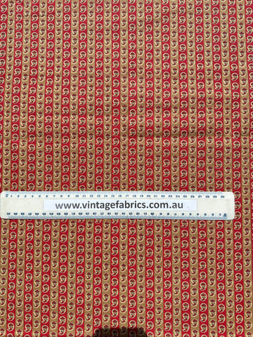 Modern Fabric 1930s Reproduction Quilt Cotton Tiny Paisley Tan Taupe Red 108cm Wide