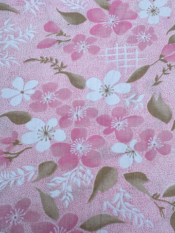 Vintage Fabric Cotton Sheeting 1980s Pretty Mottled Pink Spot & Floral 100cm Wide