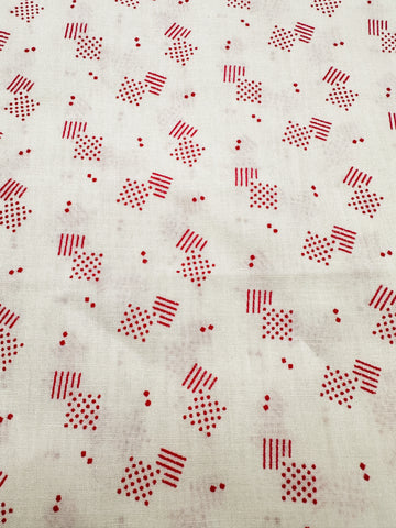 LAST PIECE Vintage Fabric 1980s Light Weight Cotton w/ Pink Lines Shapes 88cm x 50cm