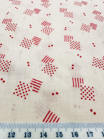 LAST PIECE Vintage Fabric 1980s Light Weight Cotton w/ Pink Lines Shapes 88cm x 50cm