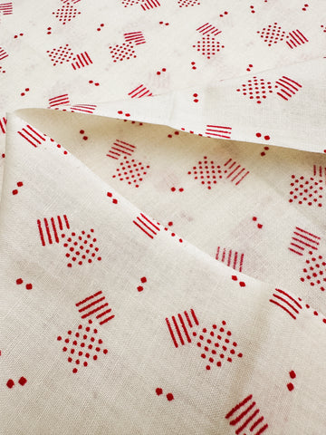 LAST PIECE Vintage Fabric 1980s Light Weight Cotton w/ Pink Lines Shapes 88cm x 50cm