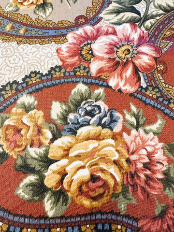 REMNANT Vintage Fabric 1980s Romantic Floral in Paisley Drapery Cotton Chintz 76cm x 83cm