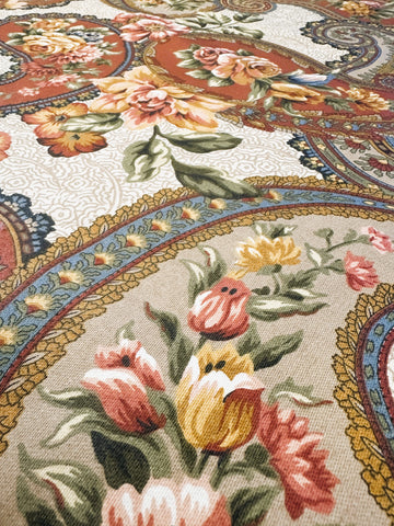 REMNANT Vintage Fabric 1980s Romantic Floral in Paisley Drapery Cotton Chintz 76cm x 83cm