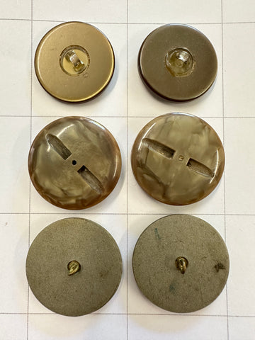 THREE PAIRS x LARGE GREEN BUTTONS: Bulk Curated Vintage Modern 30mm+ Mixed Shades Sizes Materials