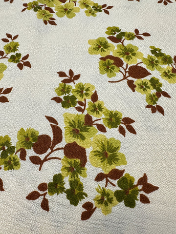 Vintage Tablecloth Unused Germany 1970s Green Floral Textured Rayon 188cm x 128cm