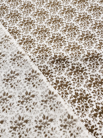 LAST PIECE Vintage Fabric 70s 80s Cotton Chocolate Brown Flowers on White 88cm x 50cm