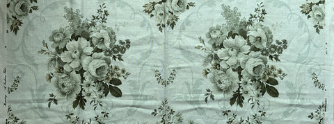 FIVE DOUBLE PATTERN REPEATS LEFT: Vintage Fabric 1980s? Magnificent Marionburg Sanderson All Greens Linen 120cm x 50cm