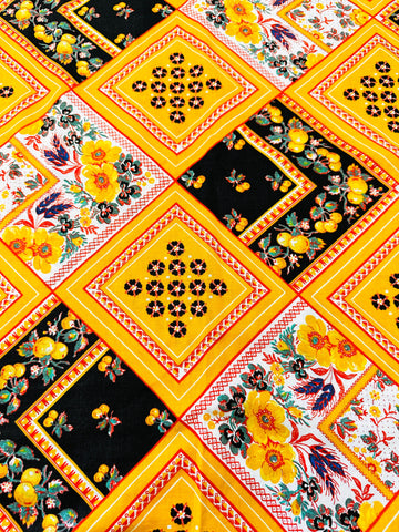 CLEARANCE Modern? Fabric 2020s Light Weight Cotton Bandana Pattern w/ Fruit & Flowers 108cm Wide