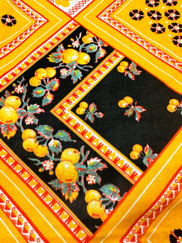 CLEARANCE Modern? Fabric 2020s Light Weight Cotton Bandana Pattern w/ Fruit & Flowers 108cm Wide