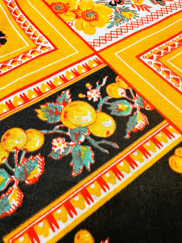 CLEARANCE Modern? Fabric 2020s Light Weight Cotton Bandana Pattern w/ Fruit & Flowers 108cm Wide