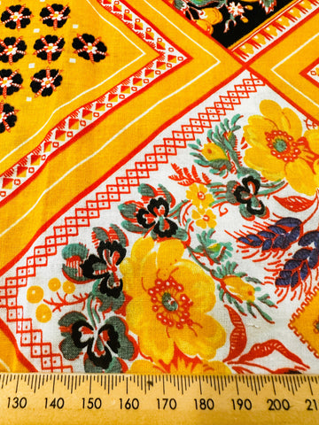 CLEARANCE Modern? Fabric 2020s Light Weight Cotton Bandana Pattern w/ Fruit & Flowers 108cm Wide
