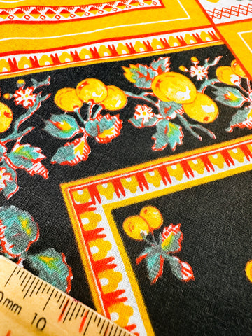 CLEARANCE Modern? Fabric 2020s Light Weight Cotton Bandana Pattern w/ Fruit & Flowers 108cm Wide
