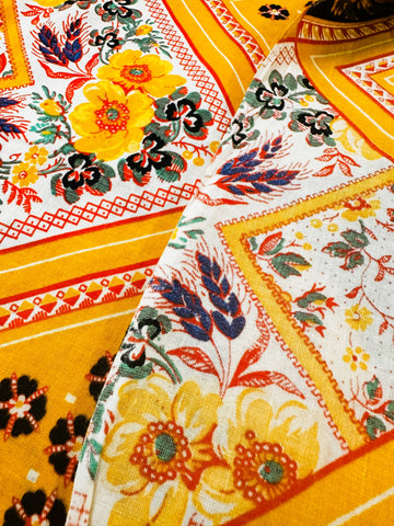 CLEARANCE Modern? Fabric 2020s Light Weight Cotton Bandana Pattern w/ Fruit & Flowers 108cm Wide