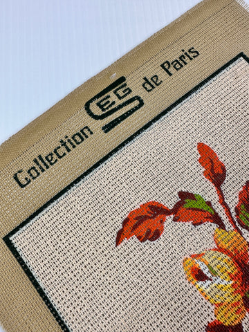 ONE ONLY: Unworked Vintage 1970s 80s Seg de Paris France Tapestry G Grenet & Cie Roses