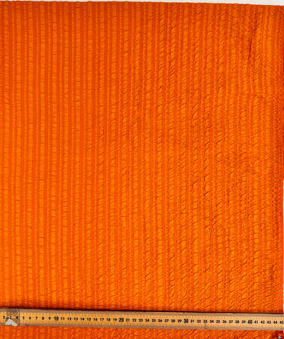 LAST 1/2m: Vintage Fabric 1970s Cotton Seersucker in Solid Tangerine