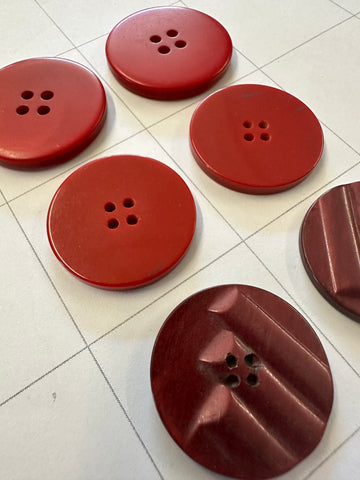 THREE PAIRS x LARGE RED BUTTONS: Bulk Curated Vintage Modern 30mm+ Mixed Shades Sizes Materials
