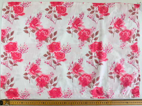ONE PAIR ONLY: Vintage Fabric 1970s Pink w/ Mushroom Floral Cotton Pillow Cases
