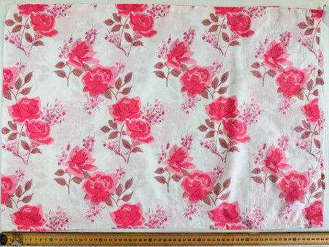 4m LEFT: Vintage Fabric Cotton Sheeting 1970s Pink w/ Mushroom Floral 180cm Wide