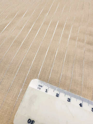 Vintage? Modern? Fabric Pale Almond Coffee Light Weight Cotton w/ Lurex Thread 70s Vibe 112cm Wide