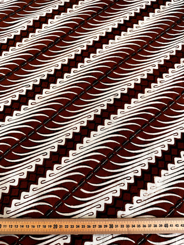 2m LEFT: Vintage Fabric 1970s Cotton Batik Pacific Islands Undulating Pattern in Browns
