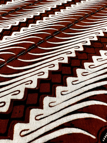 2m LEFT: Vintage Fabric 1970s Cotton Batik Pacific Islands Undulating Pattern in Browns