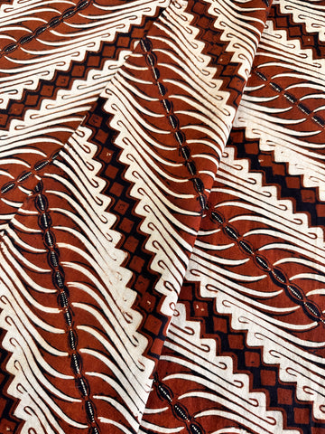 2m LEFT: Vintage Fabric 1970s Cotton Batik Pacific Islands Undulating Pattern in Browns