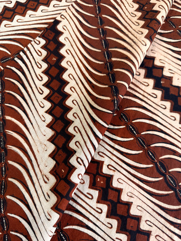 2m LEFT: Vintage Fabric 1970s Cotton Batik Pacific Islands Undulating Pattern in Browns