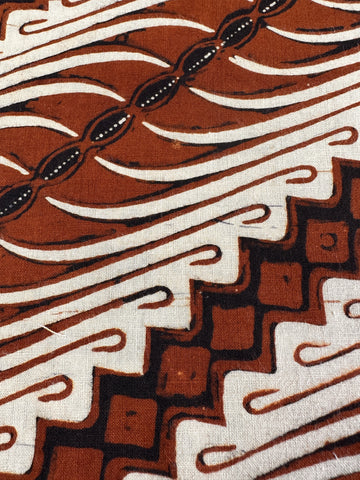 2m LEFT: Vintage Fabric 1970s Cotton Batik Pacific Islands Undulating Pattern in Browns
