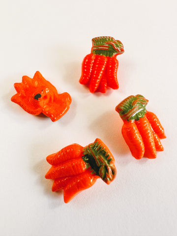 FOUR BUTTONS LEFT: Vintage Button Art Deco 1930s Hand Painted Glass Realistic Carrot 16mm x 11mm