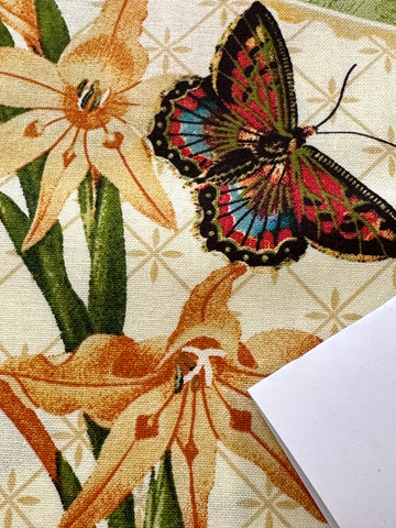 1.5m LEFT: Modern Fabric Quilt Cotton Amy Rauer Rosenthal Flowers Butterflies 112cm Wide
