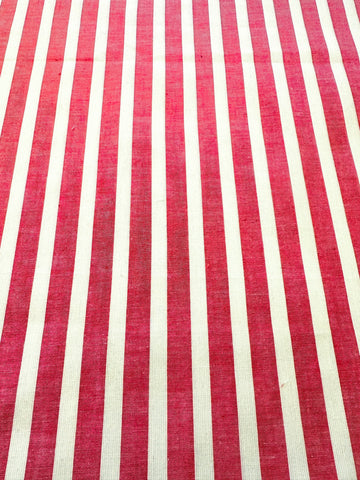 LAST PIECE Vintage Fabric 1950s MCM Classic Raspberry White Self-Stripe 92cm x 50cm