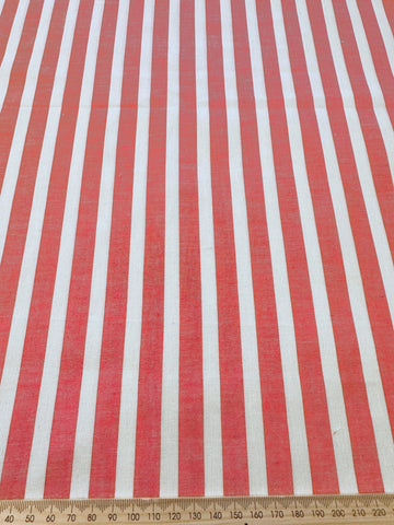 LAST PIECE Vintage Fabric 1950s MCM Classic Raspberry White Self-Stripe 92cm x 50cm