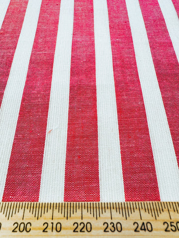 LAST PIECE Vintage Fabric 1950s MCM Classic Raspberry White Self-Stripe 92cm x 50cm