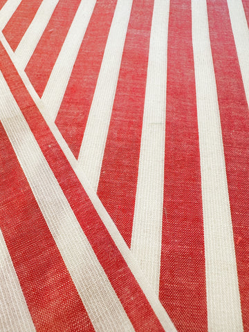 LAST PIECE Vintage Fabric 1950s MCM Classic Raspberry White Self-Stripe 92cm x 50cm