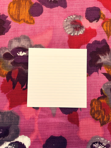REMNANT Vintage Fabric 1960s Fancy Weave Cotton w/ Painterly Style Floral in Pink Purple 43cm x 42cm