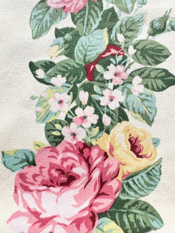 Vintage Fabric 1980s? Shabby Bythorn Anne & Robert Swaffer Cotton Sateen Drapery Roses & Ribbons 120cm Wide