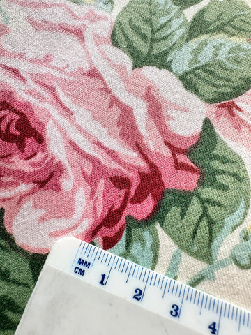 Vintage Fabric 1980s? Shabby Bythorn Anne & Robert Swaffer Cotton Sateen Drapery Roses & Ribbons 120cm Wide