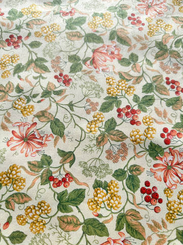 Vintage Fabric Keswick Francis Price UK Drapery Cotton Chintz Botanical Detail 65cm Wide