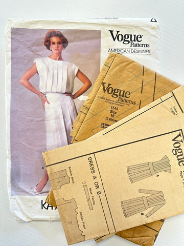 MISSES' DRESS: Vogue American Designer Kasper Sewing Pattern c. 1985 Size 10 Complete FF *1544