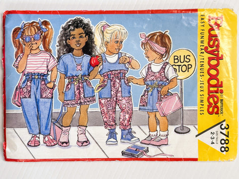 JUMPER, OVERALLS, SKIRT, PANTS & TOP: Butterick Busybodies Sewing Pattern 1989 Sizes 2,3,4 Complete *3788