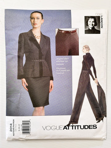 MISSES' JACKET, BELT, SKIRT & PANTS: Vogue Attitudes Sewing Pattern 1997 Odile Lancon Sizes 8-10-12 Uncut FF *2014