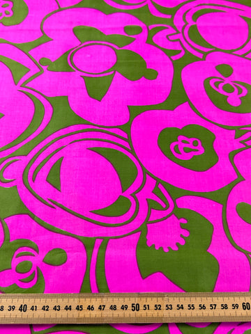 1m LEFT: Vintage Fabric 1960s 70s VHY Hawaiian Textiles Polished Cotton Bright & Bold