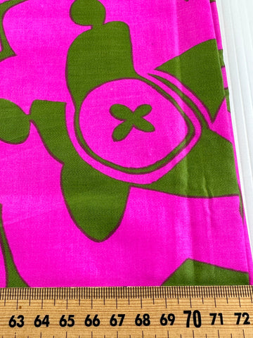 SINGLE FAT QUARTER: Vintage Fabric 1960s 70s VHY Hawaiian Textiles Polished Cotton Bright & Bold 55cm x 50cm