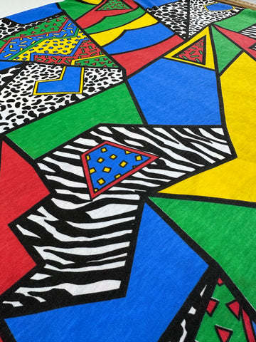 2m LEFT: Vintage Fabric 1980s Memphis Style Cotton Interlock Tee Wow!