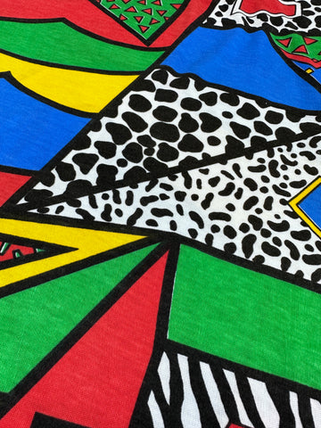 2m LEFT: Vintage Fabric 1980s Memphis Style Cotton Interlock Tee Wow!