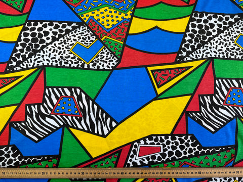 2m LEFT: Vintage Fabric 1980s Memphis Style Cotton Interlock Tee Wow!