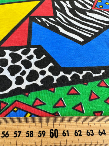 2m LEFT: Vintage Fabric 1980s Memphis Style Cotton Interlock Tee Wow!