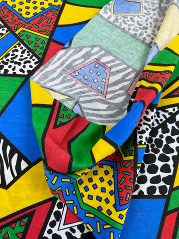 2m LEFT: Vintage Fabric 1980s Memphis Style Cotton Interlock Tee Wow!