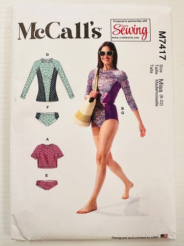 SWIMSUITS: McCall's 'Love Sewing' Sewing Pattern 2021? Sizes 8-22 Uncut FF *M7417
