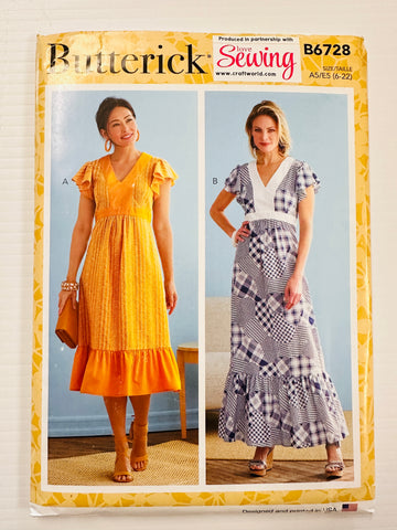 MISSES' DRESS: Butterick 'Love Sewing Magazine' Sewing Pattern 2021 Sizes 6-22 Uncut FF *B6728